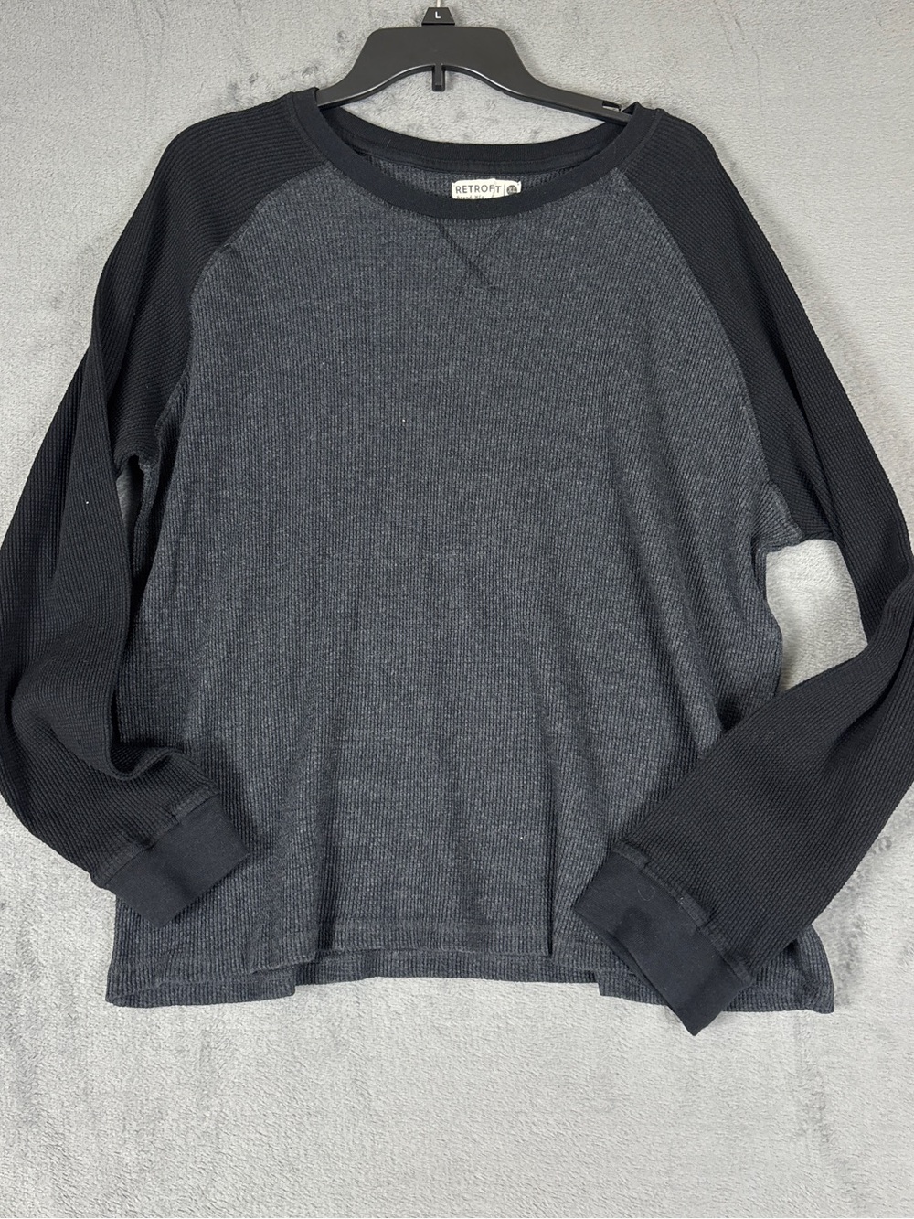 Retrofit Men's Dark Gray Body with Black Raglan Crewneck Sweater
